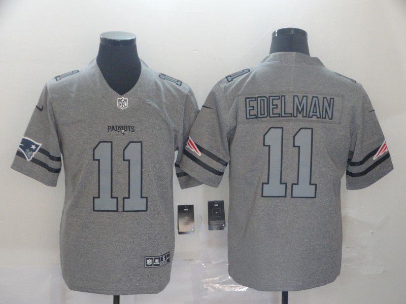 Men New England Patriots 11 Edelman Grey Retro Nike NFL Jerseys